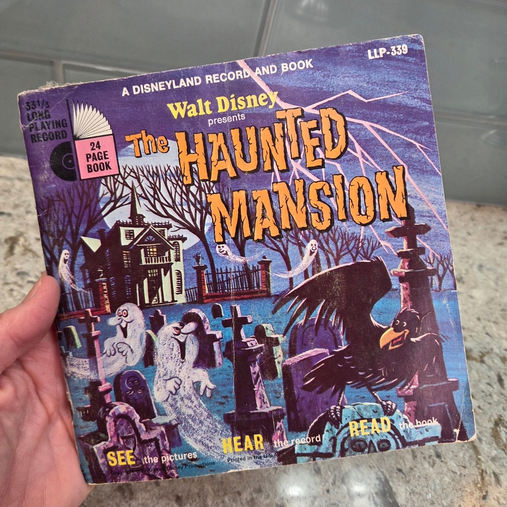 Vintage 1970 Disney The Haunted Mansion Read-Along Book and Record 7"